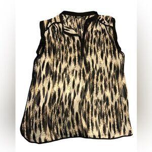 A.N.A size extra large, leopard, print, sheer full button up sleeveless blouse